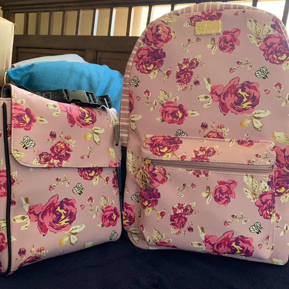 Betsey Johnson rose backpack.